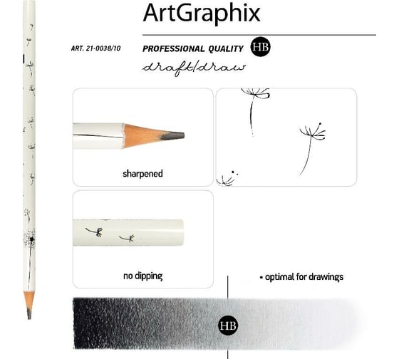 Чернографитовый карандаш Bruno Visconti ArtGraphix НВ пластиковый корпус 21-0038/10