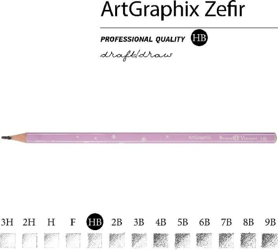 Чернографитовый карандаш Bruno Visconti ArtGraphix Zefir НВ пластиковый корпус 21-0049/04