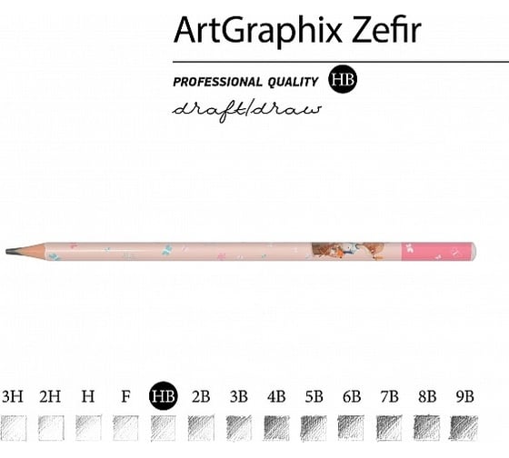 Чернографитовый карандаш Bruno Visconti ArtGraphix Zefir НВ пластиковый корпус 21-0049/13
