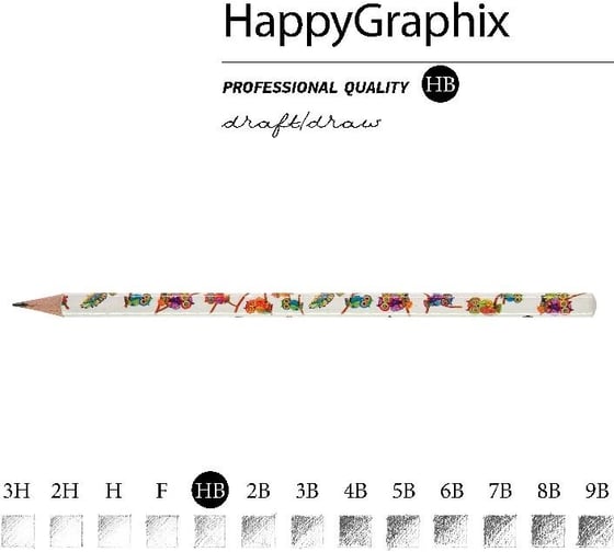 Чернографитовый карандаш Bruno Visconti HappyGraphix ЯРКИЕ СОВЫ НВ 21-0030/01