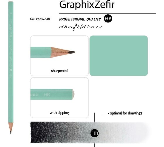 Чернографитовый карандаш Bruno Visconti Graphix Zefir мятный НВ 21-0045/04