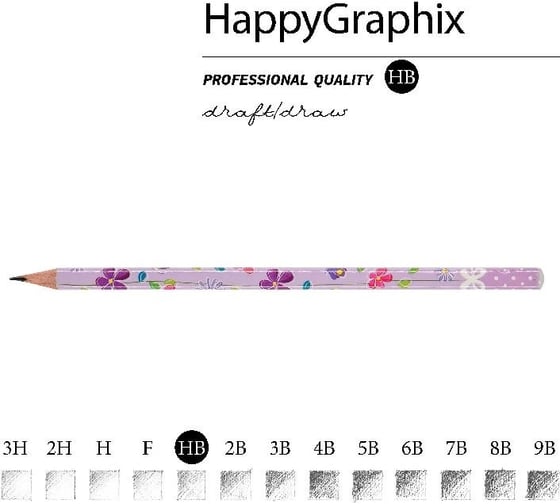 Чернографитовый карандаш Bruno Visconti HappyGraphix ЦВЕТОЧКИ НВ 21-0030/02