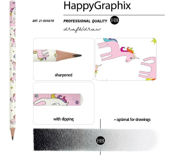 Чернографитовый карандаш Bruno Visconti HappyGraphix ЕДИНОРОГ НВ 21-0030/18