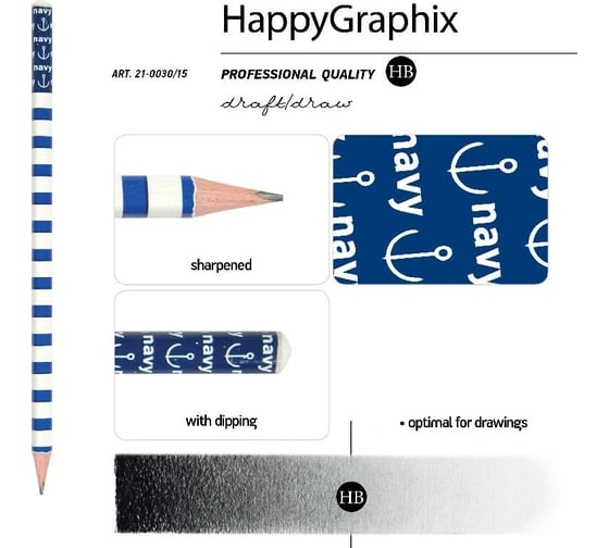Чернографитовый карандаш Bruno Visconti HappyGraphix МОРСКОЙ НВ 21-0030/15