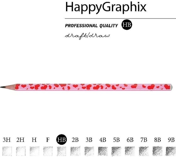 Чернографитовый карандаш Bruno Visconti HappyGraphix РОЗОВЫЕ СЕРДЦА НВ 21-0030/10