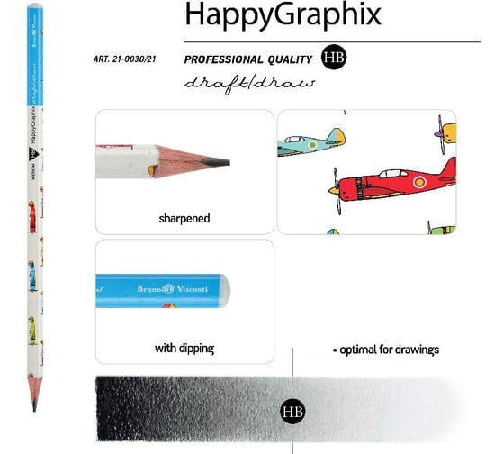 Чернографитовый карандаш Bruno Visconti HappyGraphix САМОЛЕТЫ НВ 21-0030/21