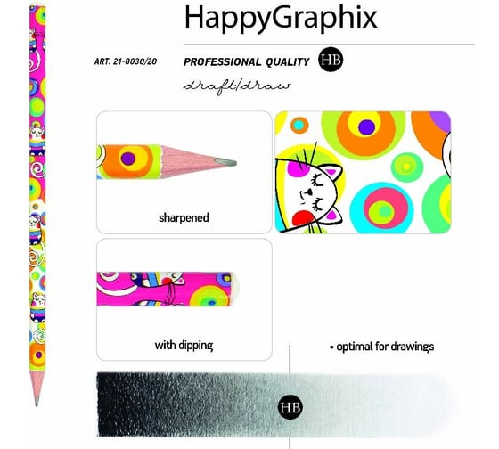 Чернографитовый карандаш Bruno Visconti HappyGraphix МУЛЬТИКИ КОТ НВ 21-0030/20