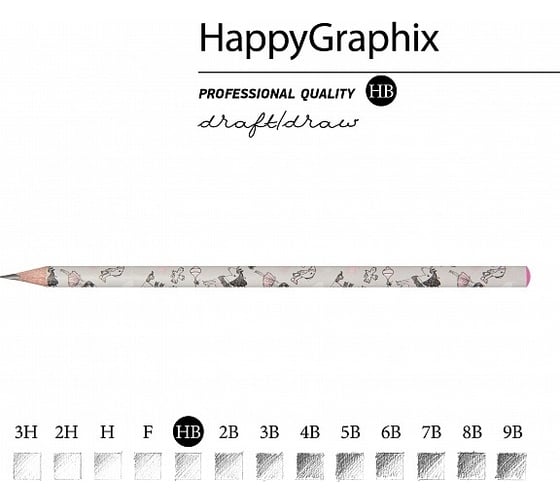 Чернографитовый карандаш Bruno Visconti HappyGraphix Девочка и единорог Сердечки НВ 21-0030/72