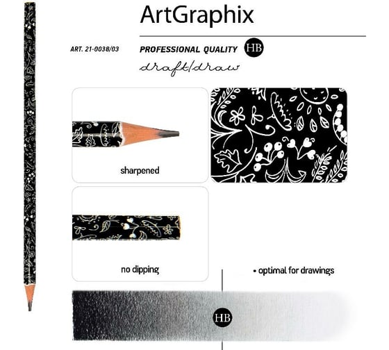 Чернографитовый карандаш Bruno Visconti ArtGraphix НВ пластиковый корпус 21-0038/03