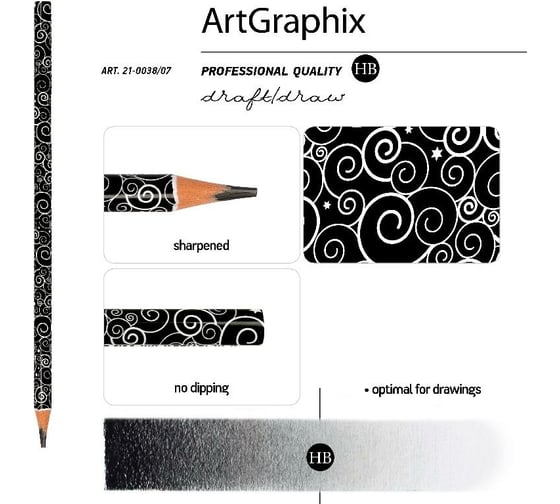 Чернографитовый карандаш Bruno Visconti ArtGraphix НВ пластиковый корпус 21-0038/07