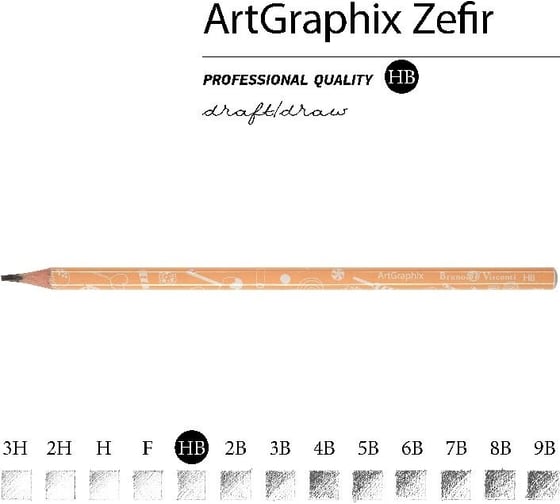 Чернографитовый карандаш Bruno Visconti ArtGraphix Zefir НВ пластиковый корпус 21-0049/01