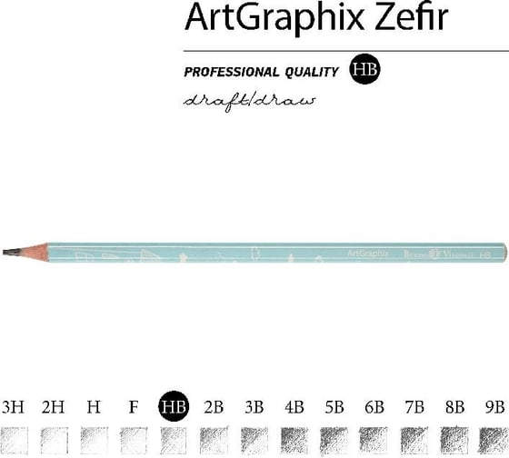 Чернографитовый карандаш Bruno Visconti ArtGraphix Zefir НВ пластиковый корпус 21-0049/05
