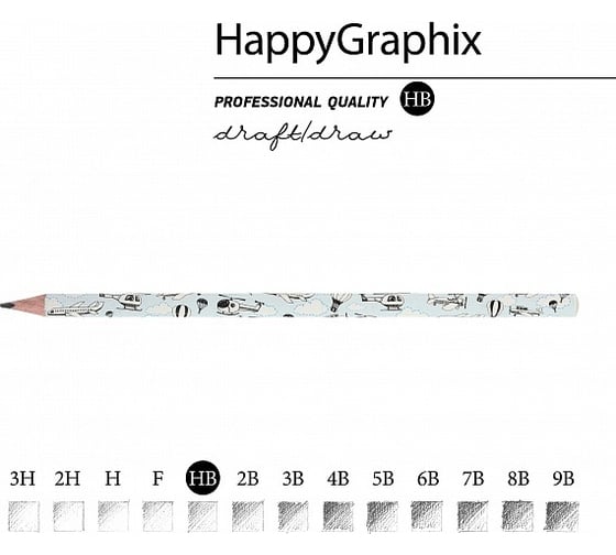 Чернографитовый карандаш Bruno Visconti HappyGraphix Самолетики Паттерн НВ 21-0030/66
