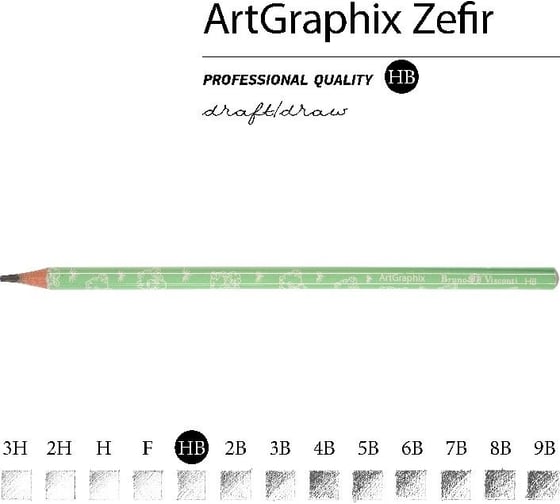 Чернографитовый карандаш Bruno Visconti ArtGraphix Zefir НВ пластиковый корпус 21-0049/02