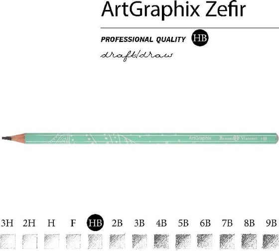 Чернографитовый карандаш Bruno Visconti ArtGraphix Zefir HВ пластиковый корпус 21-0049/10
