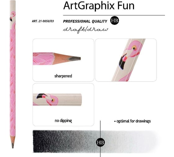 Чернографитовый карандаш Bruno Visconti ArtGraphix Fun НВ пластиковый корпус 21-0050/03