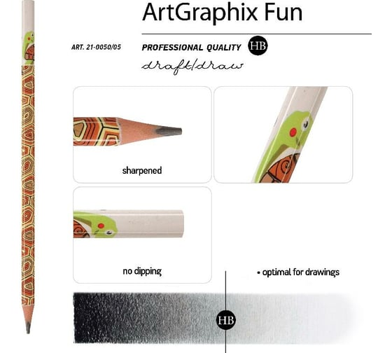 Чернографитовый карандаш Bruno Visconti ArtGraphix Fun НВ пластиковый корпус 21-0050/05