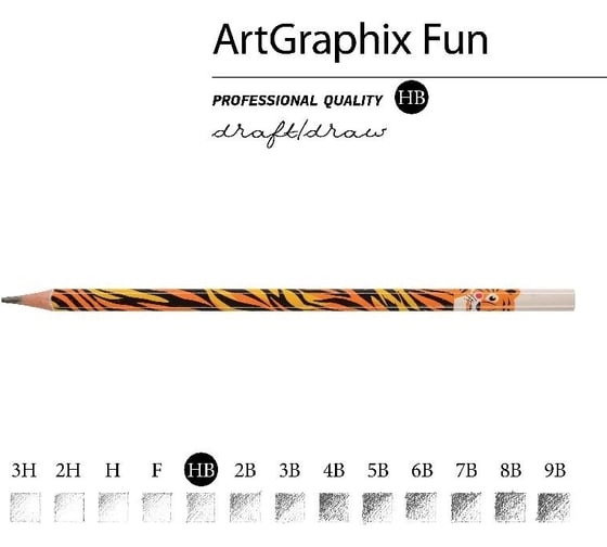 Чернографитовый карандаш Bruno Visconti ArtGraphix Fun Тигр НВ пластиковый корпус 21-0050/09