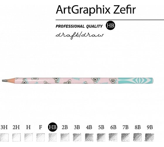 Чернографитовый карандаш Bruno Visconti ArtGraphix Zefir НВ пластиковый корпус 21-0049/17