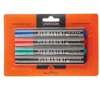 Набор из 4-х перманентных маркеров Bruno Visconti UniMark черный, синий, красный, зеленый 22-0016
