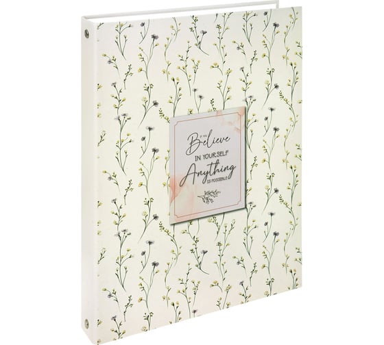 Тетрадь на кольцах BRAUBERG БОЛЬШАЯ, А4, 215x305мм, 100л, твердый картон, клетка, Цветы 405412 1