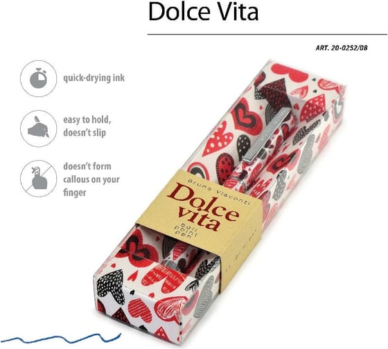 Шариковая ручка Bruno Visconti DOLCE VITA Сердечки Фантазия металлический корпус 0.7 мм 20-0252/07