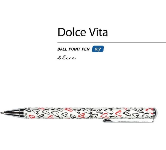 Шариковая ручка Bruno Visconti DOLCE VITA Сердечки Красные и Черные металлический корпус 0.7 мм 20-0252/05