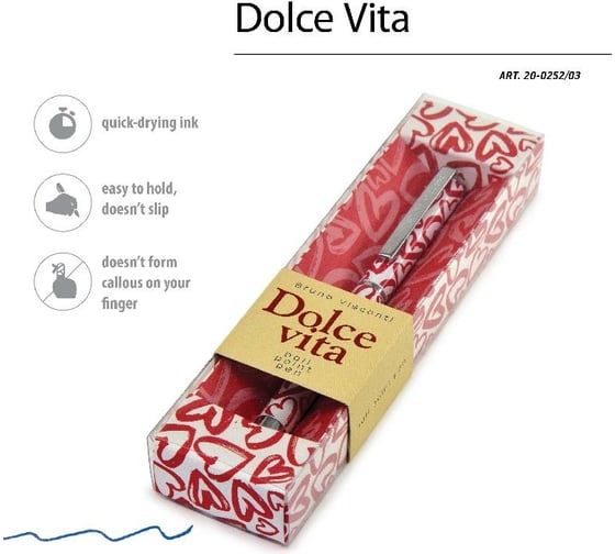 Шариковая ручка Bruno Visconti DOLCE VITA Сердечки Красные металлический корпус 0.7 мм 20-0252/03