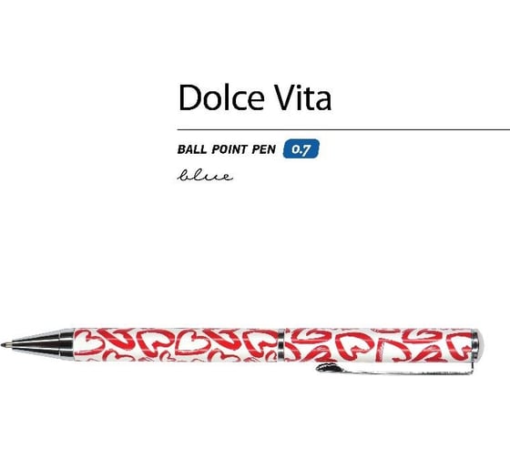 Шариковая ручка Bruno Visconti DOLCE VITA Сердечки Красные металлический корпус 0.7 мм 20-0252/03