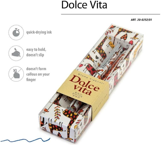 Шариковая ручка Bruno Visconti DOLCE VITA Жирафы металлический корпус 0.7 мм синяя 20-0252/06