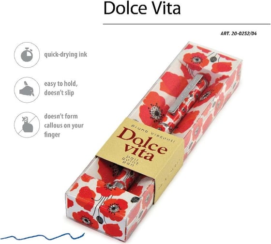 Шариковая ручка Bruno Visconti DOLCE VITA Маки металлический корпус 0.7 мм синяя 20-0252/04