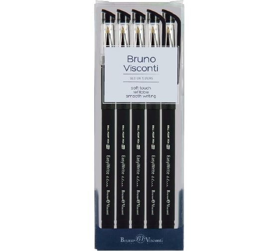 Набор шариковых ручек Bruno Visconti Easy Write BLACK 0.5 мм синяя 5 шт 20-0051-5