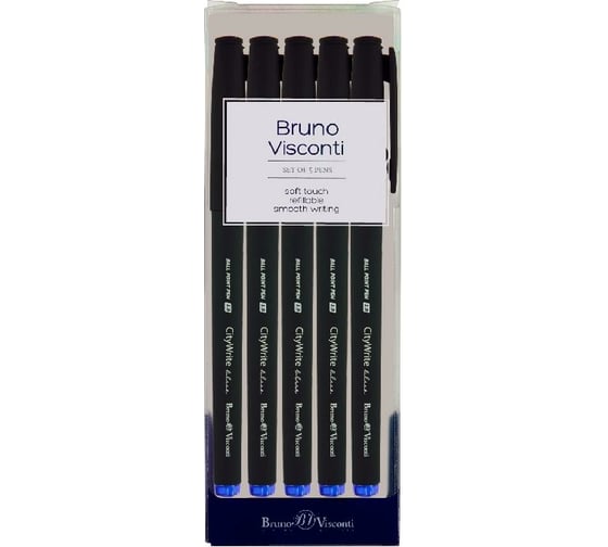 Набор шариковых ручек Bruno Visconti City Write BLACK 1.0 мм синяя 5 шт 20-0015-5