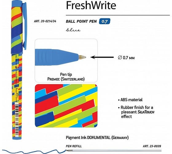 Шариковая ручка Bruno Visconti Fresh Write Crazy Полоски 0.7 мм синяя 20-0214/34