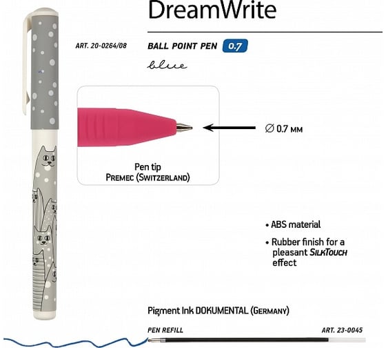 Шариковая ручка Bruno Visconti Dream Write Animals Pattern 0.7 мм синяя 3 вида 20-0264/08