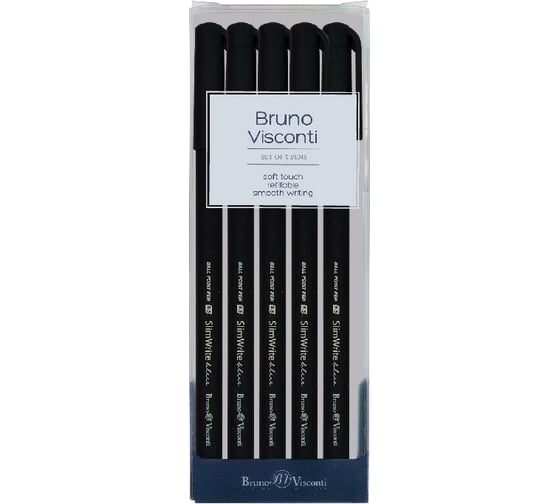 Набор шариковых ручек Bruno Visconti Slim Write BLACK 0.5 мм синяя 5 шт 20-0009-5