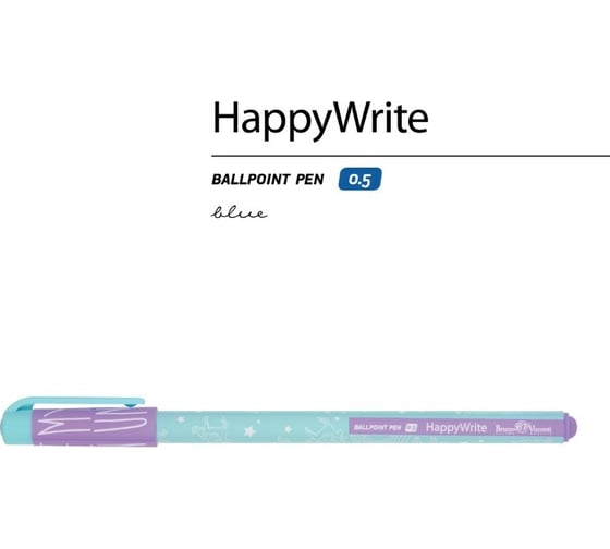 Шариковая ручка Bruno Visconti Happy Write Зефирные животные Единорог и радуга 0.5 мм синяя 20-0215/54