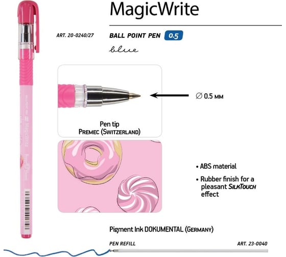 Шариковая ручка Bruno Visconti Magic Write Сладкое настроение Пончики 0.5 мм синяя 20-0240/27