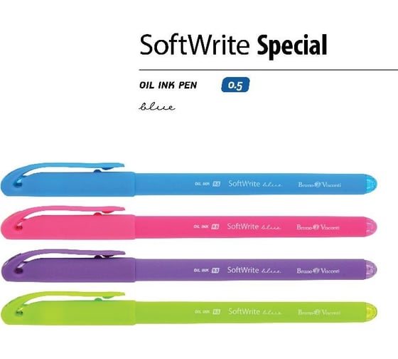 Шариковая ручка Bruno Visconti Soft Write SPECIAL с чернилами на масляной основе 0.5 мм синяя 20-0090