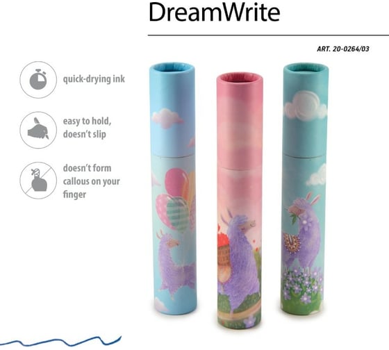 Шариковая ручка Bruno Visconti Dream Write Волшебные ламы 0.7 мм синяя 3 вида 20-0264/03