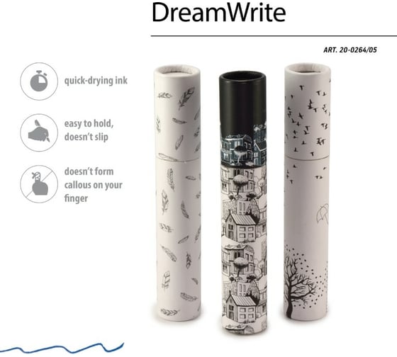 Шариковая ручка Bruno Visconti Dream Write Черно-белая романтика 0.7 мм синяя 3 вида 20-0264/05