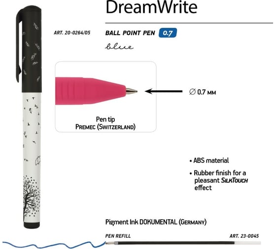 Шариковая ручка Bruno Visconti Dream Write Черно-белая романтика 0.7 мм синяя 3 вида 20-0264/05