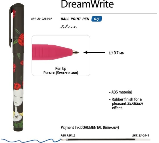 Шариковая ручка Bruno Visconti Dream Write Принцессы 0.7 мм синяя 3 вида 20-0264/07