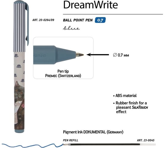 Шариковая ручка Bruno Visconti Dream Write Очень важный кот 0.7 мм синяя 3 вида 20-0264/09