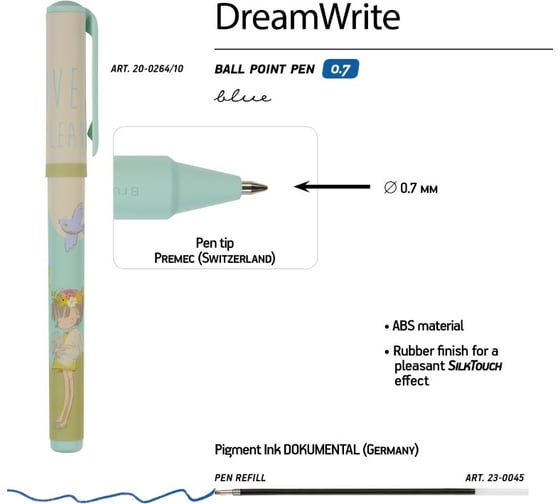 Шариковая ручка Bruno Visconti Dream Write Девочка и кролики 0.7 мм синяя 3 вида 20-0264/10