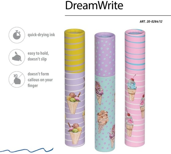 Шариковая ручка Bruno Visconti Dream Write Сахарный рожок 0.7 мм синяя 3 вида 20-0264/12