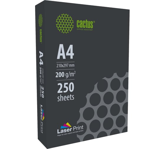 Бумага Cactus CS-LPA4200250 A4/200г/м2/250л./белый, CIE170% для лазерной печати 2079944 1
