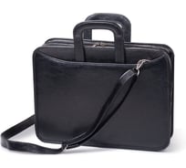 Портфель ОФИСМАГ Карьера, 36x31x7 см, искусственная кожа, 2 отделения, на молнии, черный, 162 240267