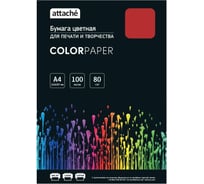 Бумага цветная Attache, красный интенсив, 80г, А4, 100 л 1776492