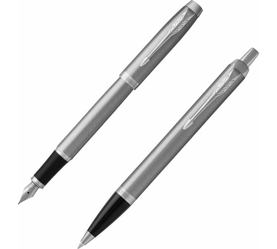 Набор ОФИСМАГ Parker Im Stainless Steel Ct: шариковая ручка синяя и перьевая ручка 144354